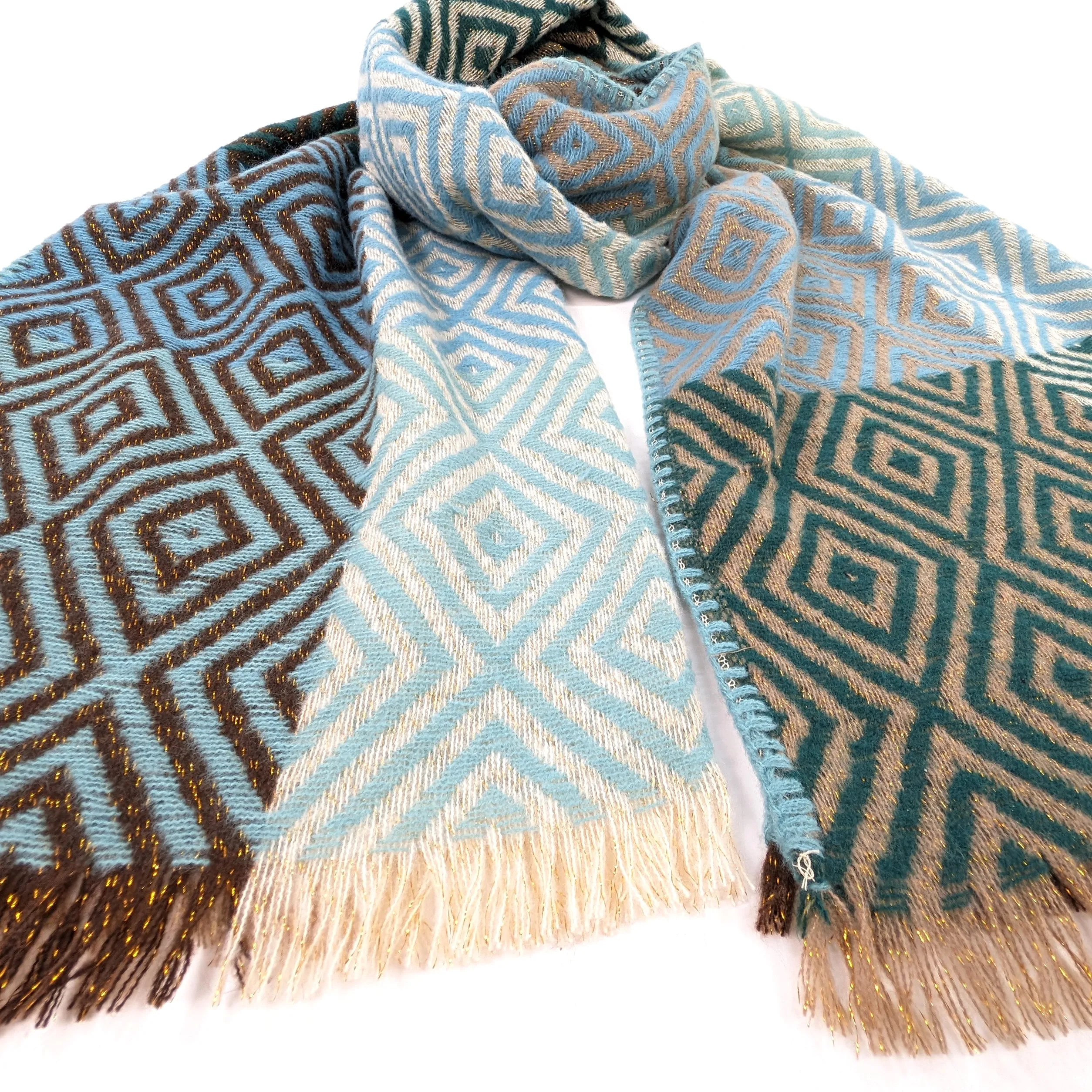 Nevsha - Sparkling Diamonds Blanket Scarf (65x180cm) - Blue/Green
