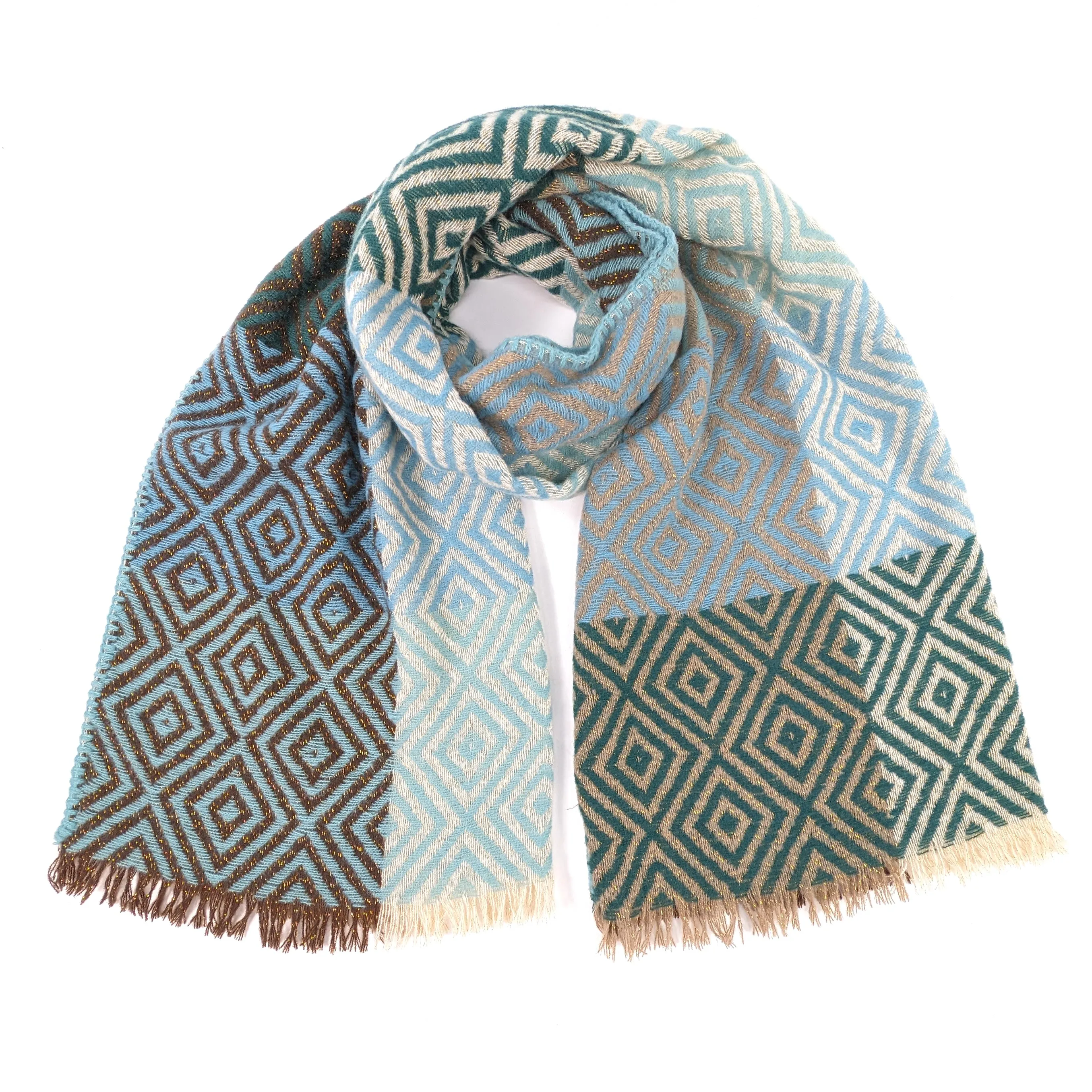 Nevsha - Sparkling Diamonds Blanket Scarf (65x180cm) - Blue/Green