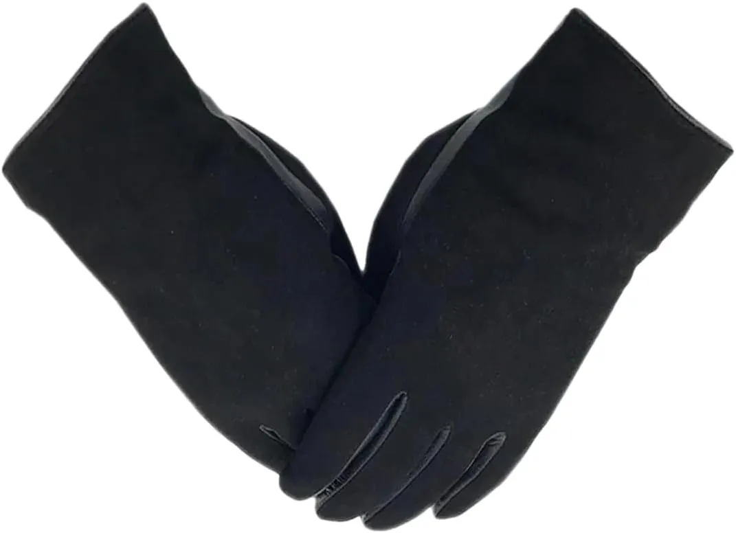 Niiyyjj Winter Men'S Sheepskin Gloves Suede Leather Gloves Outdoors Thick Lining Warm Driving Gloves