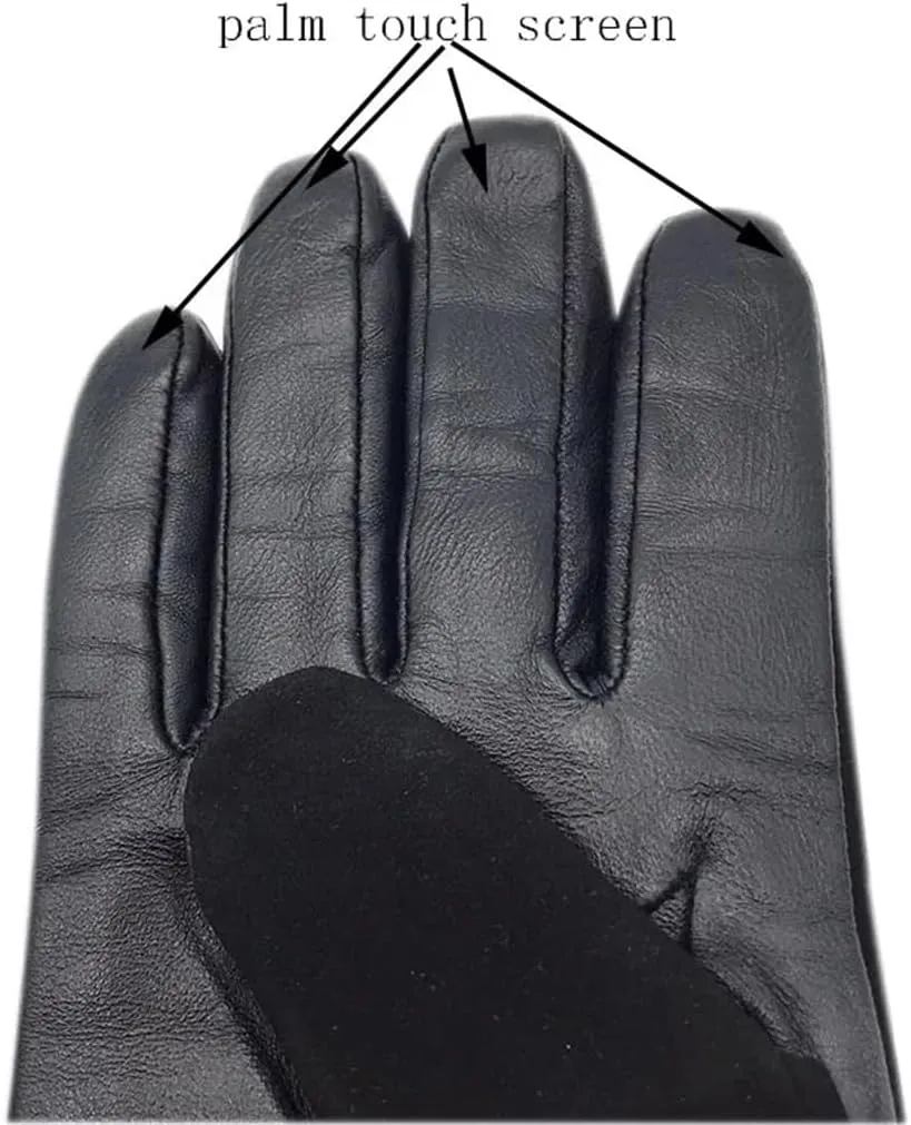 Niiyyjj Winter Men'S Sheepskin Gloves Suede Leather Gloves Outdoors Thick Lining Warm Driving Gloves