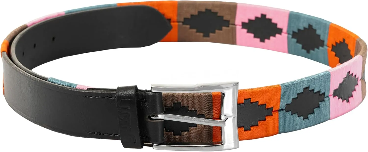 Polo Belt 100% Leather Embroidered Unisex Gaucho Argentina Strong Argentinian Style Hand Stitched Argentinian Leather
