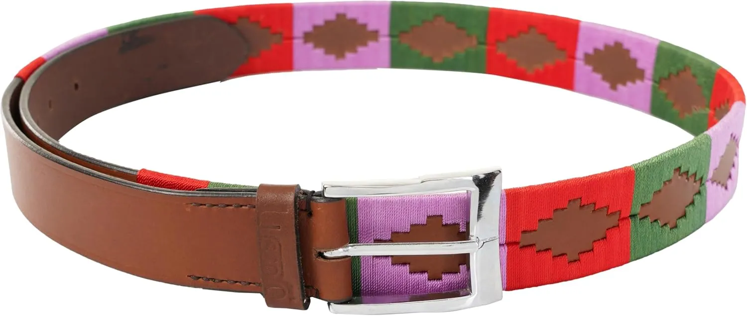 Polo Belt 100% Leather Embroidered Unisex Gaucho Argentina Strong Argentinian Style Hand Stitched Argentinian Leather