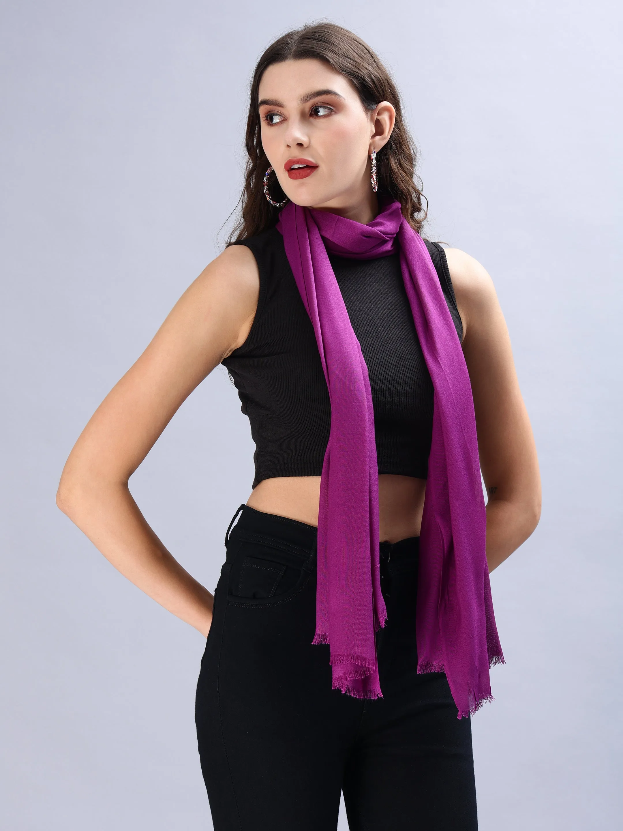 Purple Viscose Summer Stole Scarves