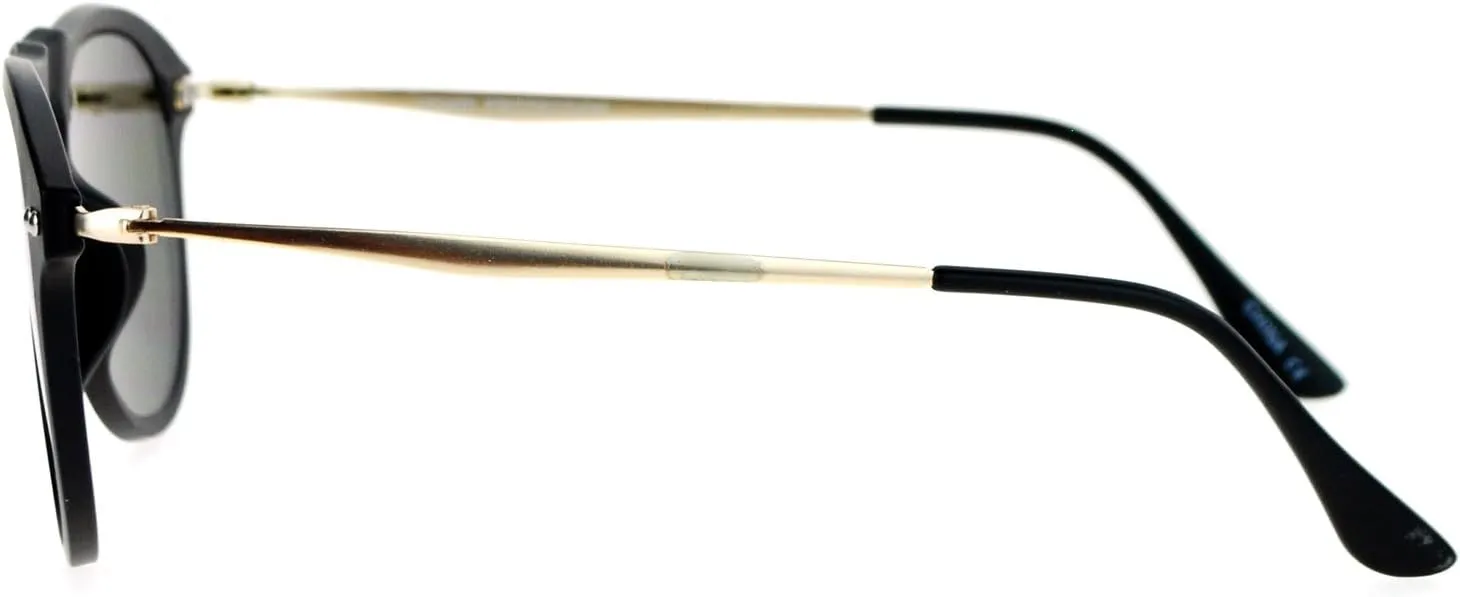 SA106 Matte Minimal Mirrored Lens Keyhole Pilot Sunglasses