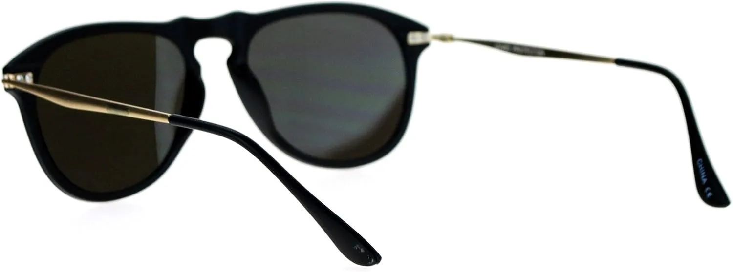 SA106 Matte Minimal Mirrored Lens Keyhole Pilot Sunglasses
