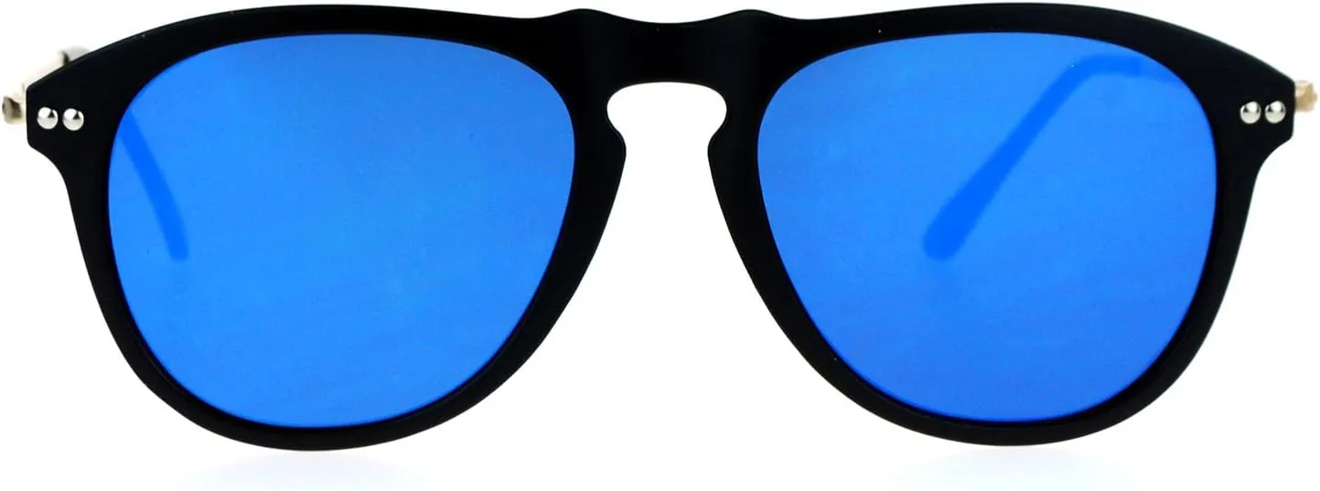 SA106 Matte Minimal Mirrored Lens Keyhole Pilot Sunglasses