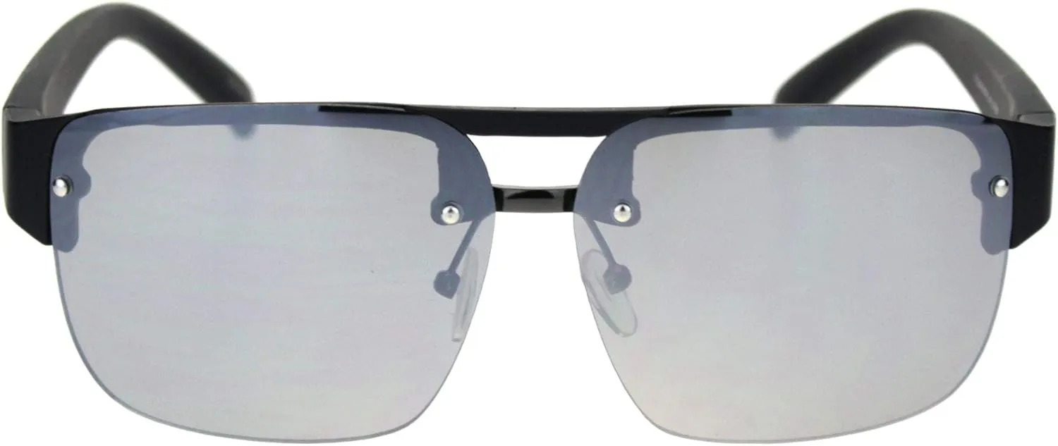SA106 Minimal Mod Rectangular Half Rim Mens Plastic Designer Sunglasses