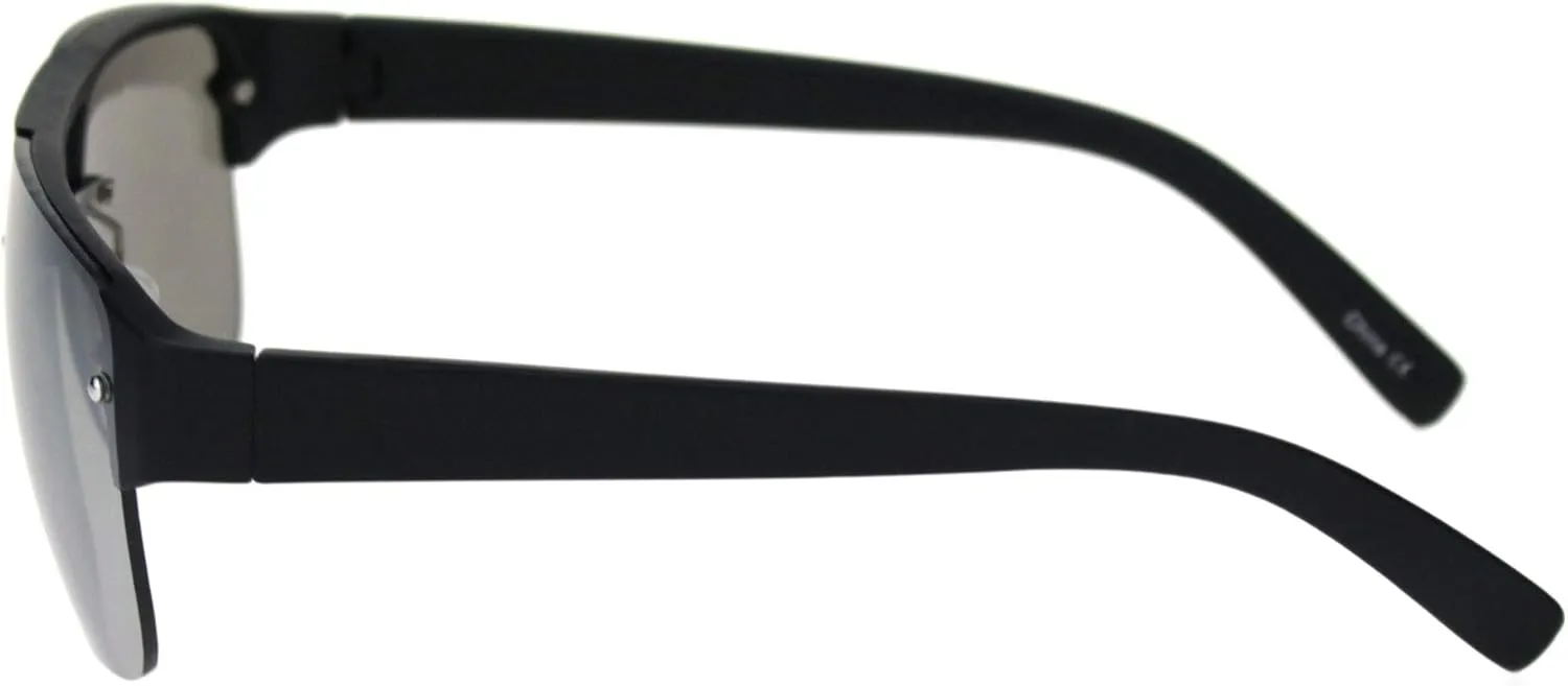 SA106 Minimal Mod Rectangular Half Rim Mens Plastic Designer Sunglasses