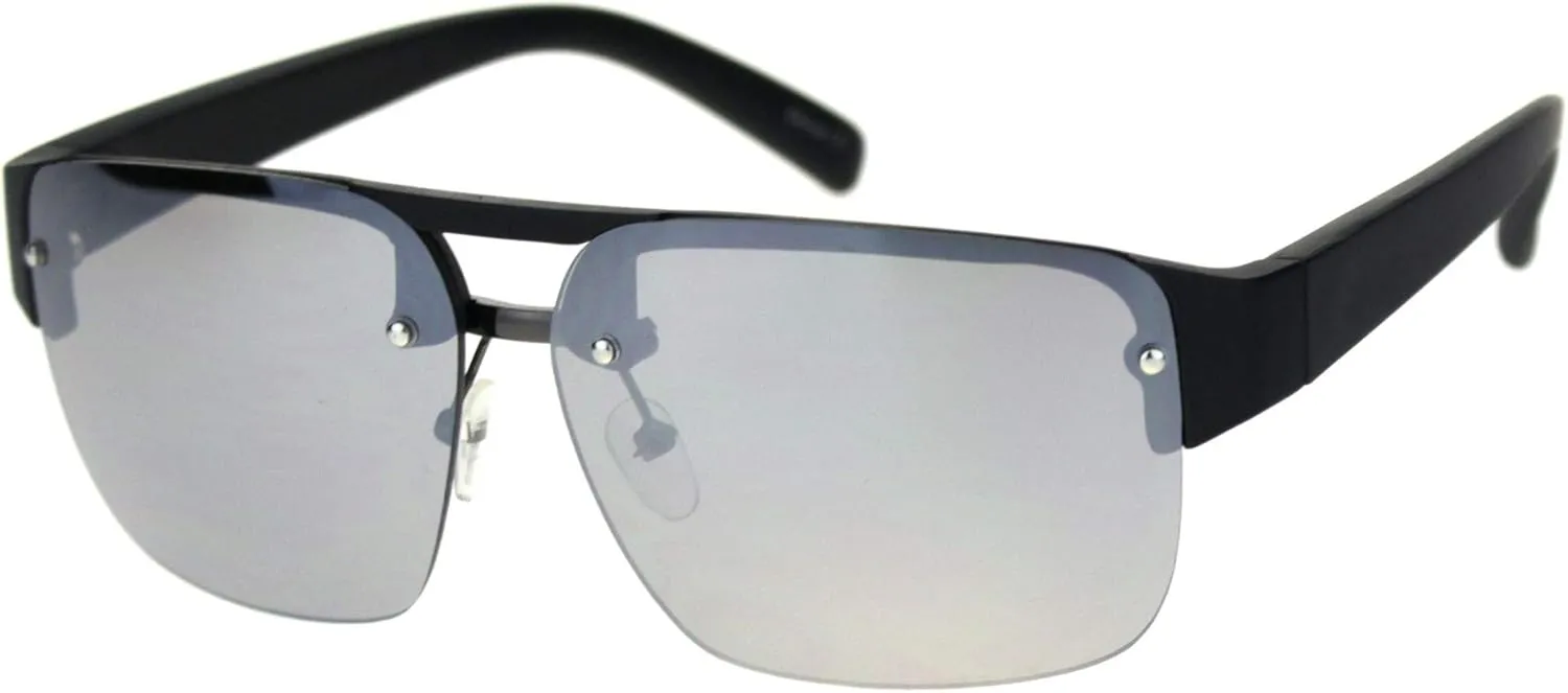 SA106 Minimal Mod Rectangular Half Rim Mens Plastic Designer Sunglasses