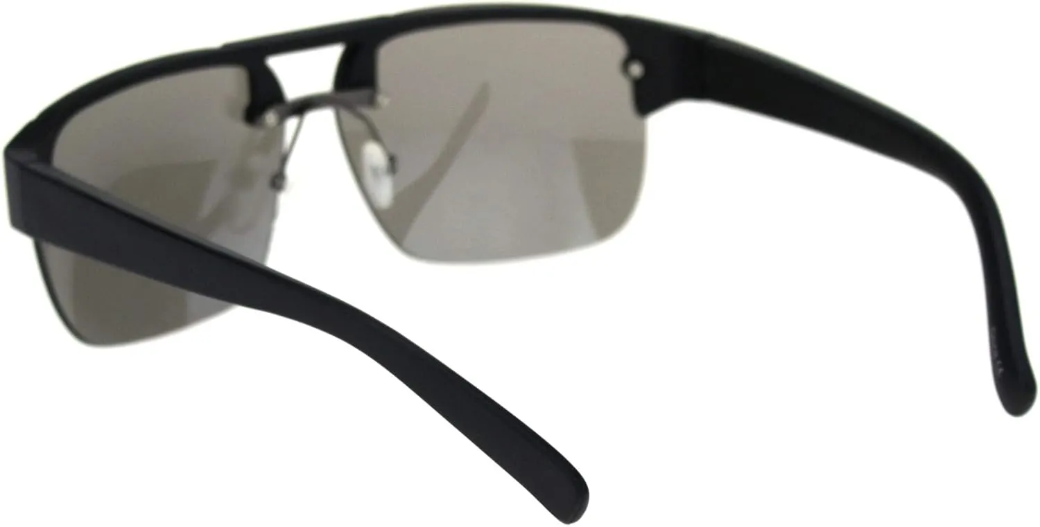 SA106 Minimal Mod Rectangular Half Rim Mens Plastic Designer Sunglasses