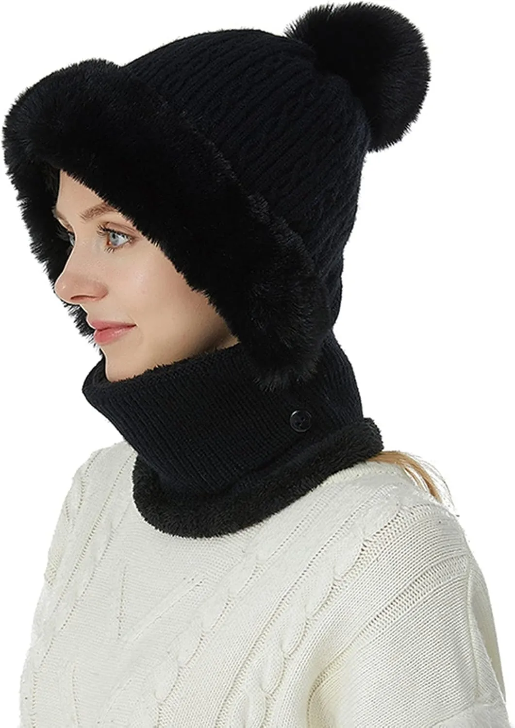 Ski Cap for Men and Women Windproof Winter Cap Neck Warmer Winter Hats Scarf Set Neck Warmer Warm Soft Hat