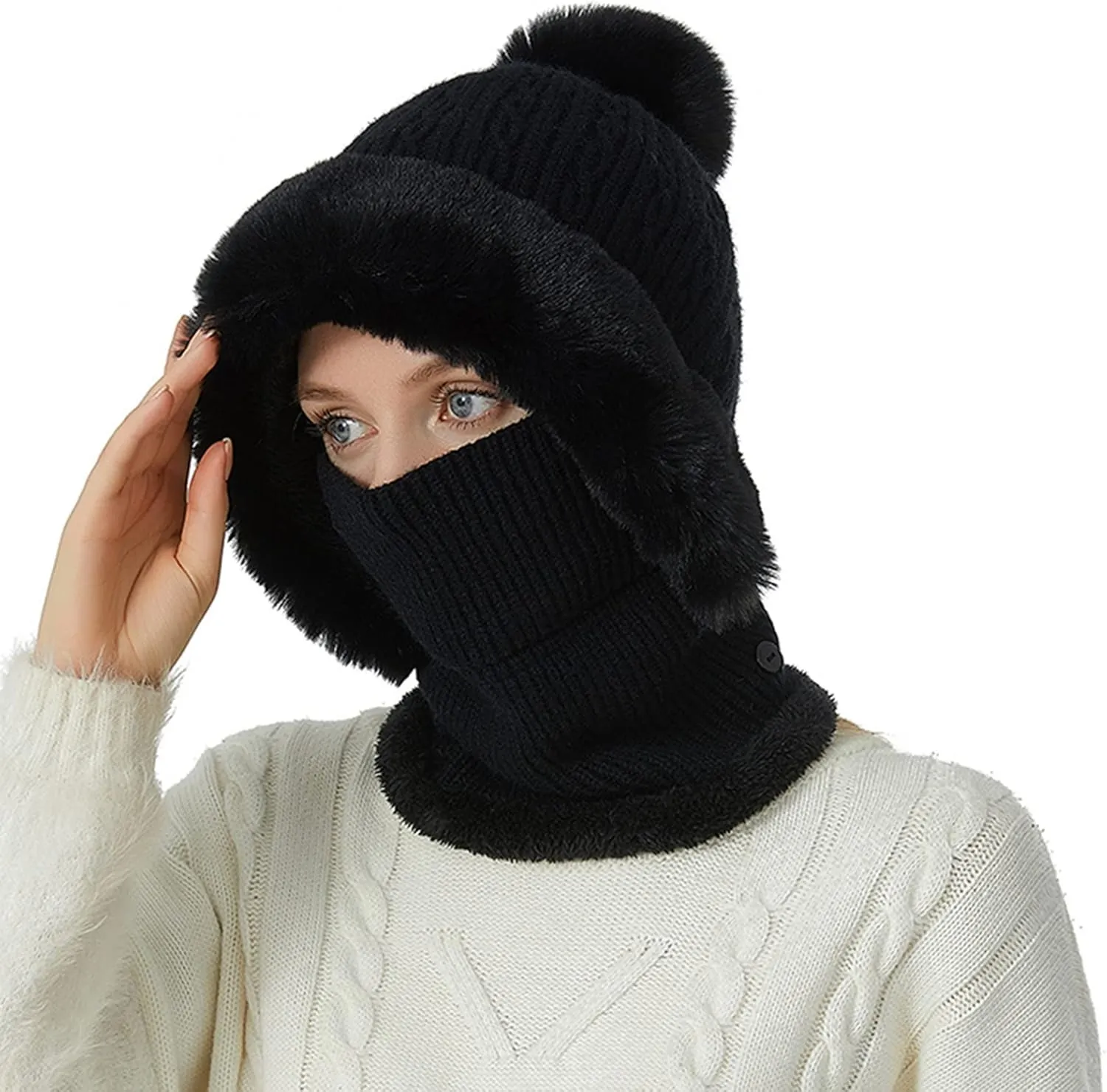 Ski Cap for Men and Women Windproof Winter Cap Neck Warmer Winter Hats Scarf Set Neck Warmer Warm Soft Hat