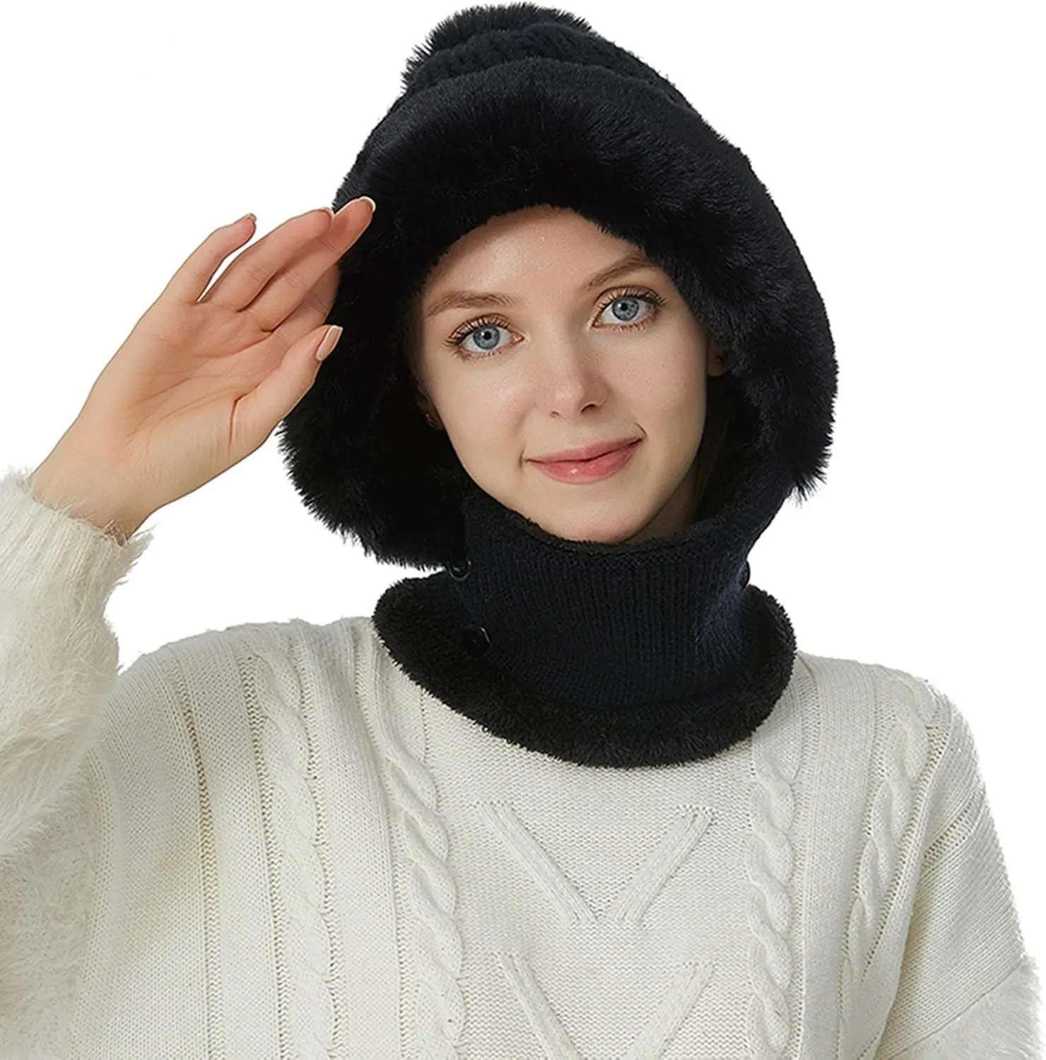 Ski Cap for Men and Women Windproof Winter Cap Neck Warmer Winter Hats Scarf Set Neck Warmer Warm Soft Hat