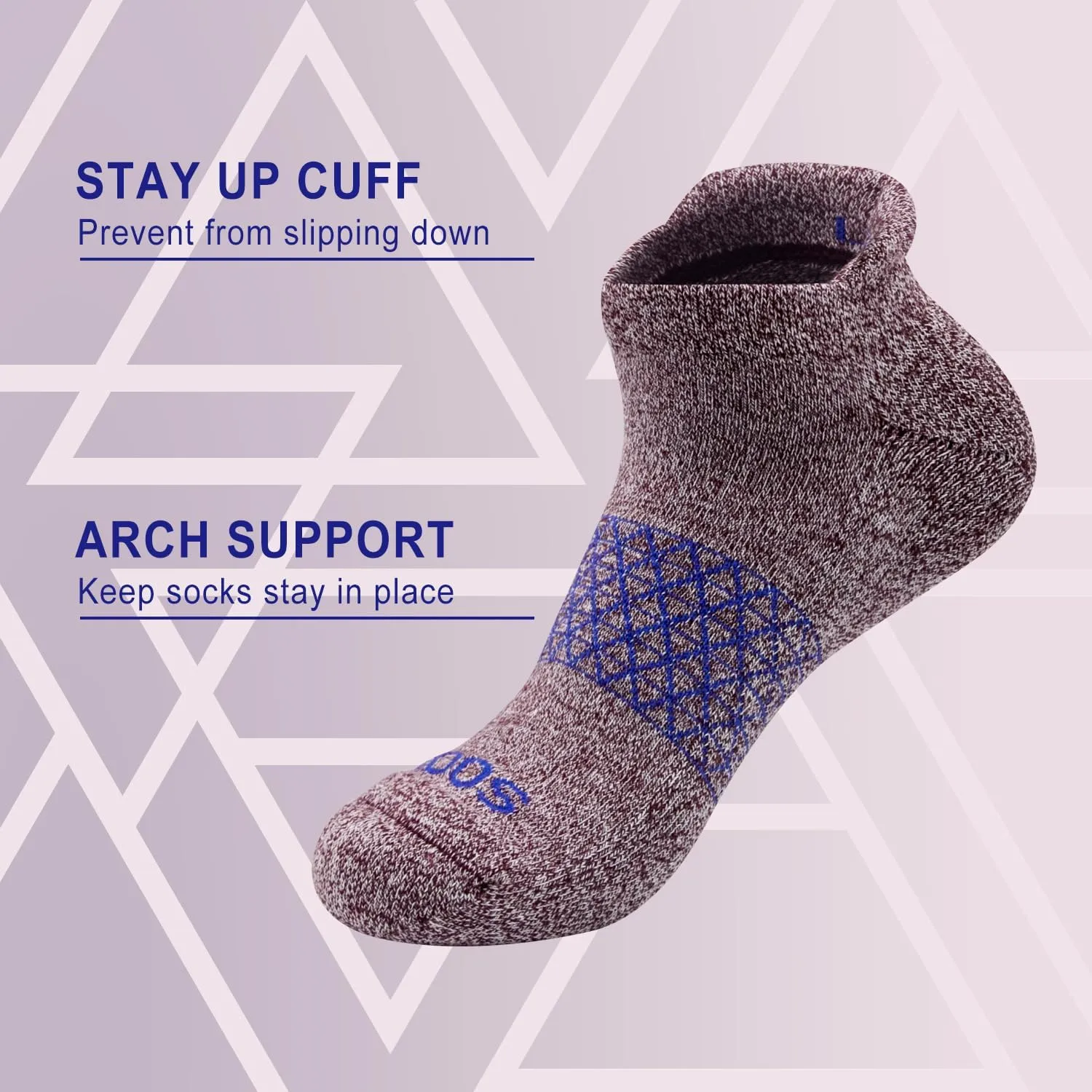Sooni Ankle Socks - Unisex Athletic Cushioned Breathable Low Cut Tab With Arch Support, Comfort Fit Performance Multipack