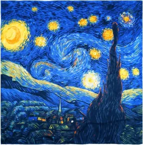 Square Scarf for Women 21" Square Scarves 100% Silk Square Scarves Van Gogh Monet etc Painted Scarf