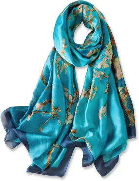 vimate 100% Large Silk Feeling Scarf-Women's Fashion Long Mulberry Silk Satin Neck Scarf Sunscreen Shawl Wrap Headscarf