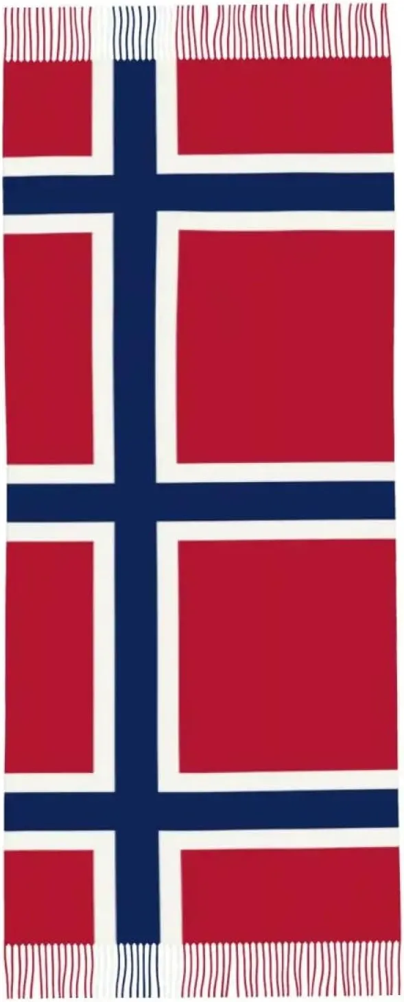 Warm Blanket Scarf for Winter - Norway Flag Scarf for Womens Winter Warm Cashmere Shawl Wrap Long Larg
