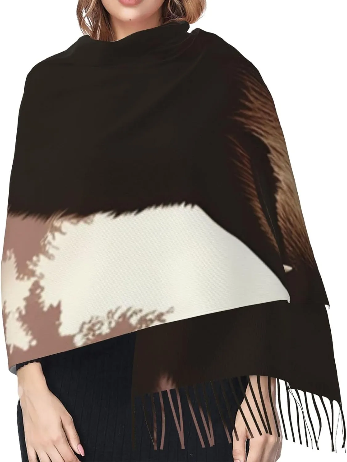 Wild Bear Women's Scarf Warm Soft Shawl Wrap Scarf Fall Winter Fashion Tassel Scarf Oversized Scarves Blanket for Men Women
