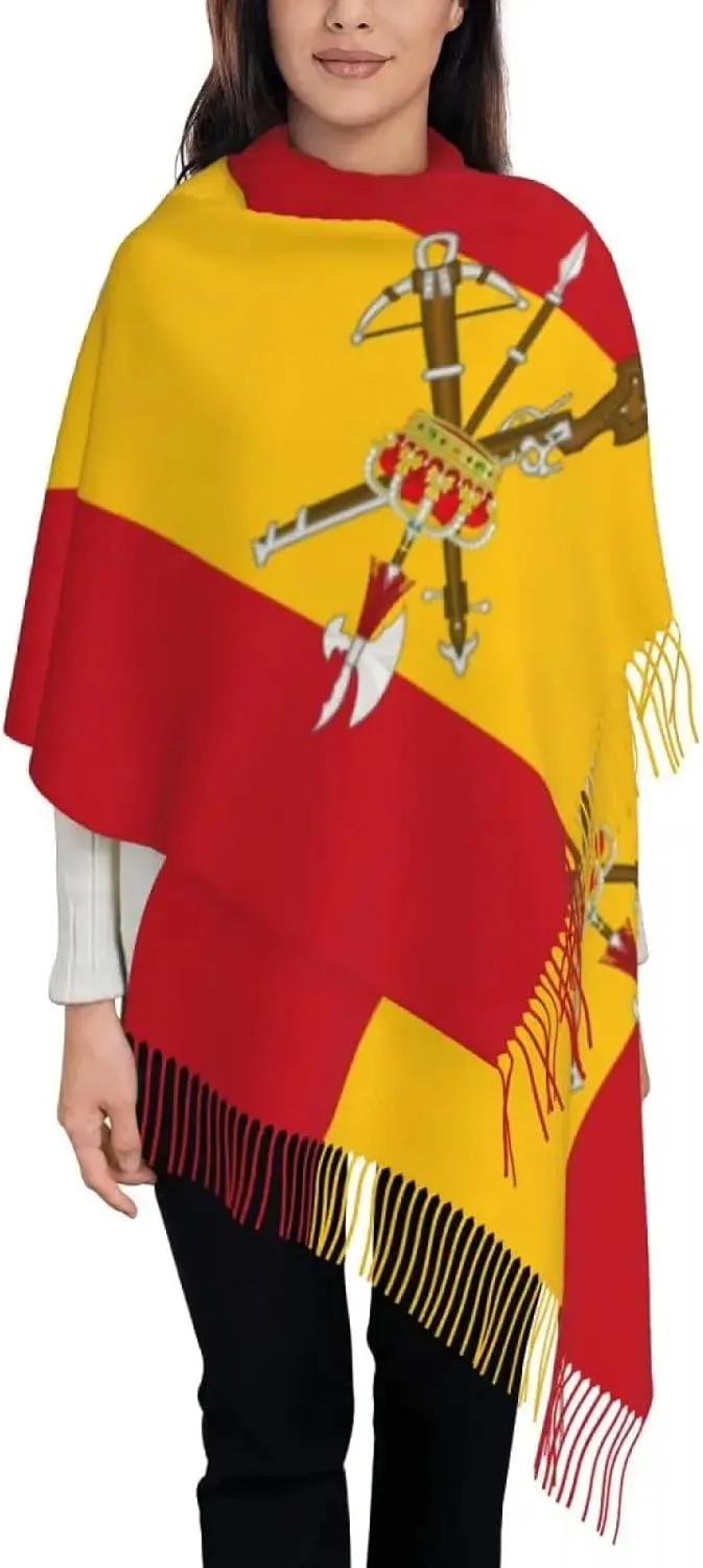 Winter Knitted Scarf For Women - Spanish Legion Flag Scarf for Womens Winter Fall Cashmere Shawl Wrap