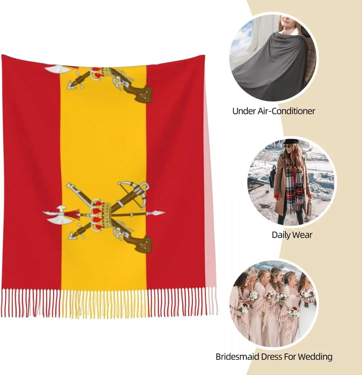Winter Knitted Scarf For Women - Spanish Legion Flag Scarf for Womens Winter Fall Cashmere Shawl Wrap