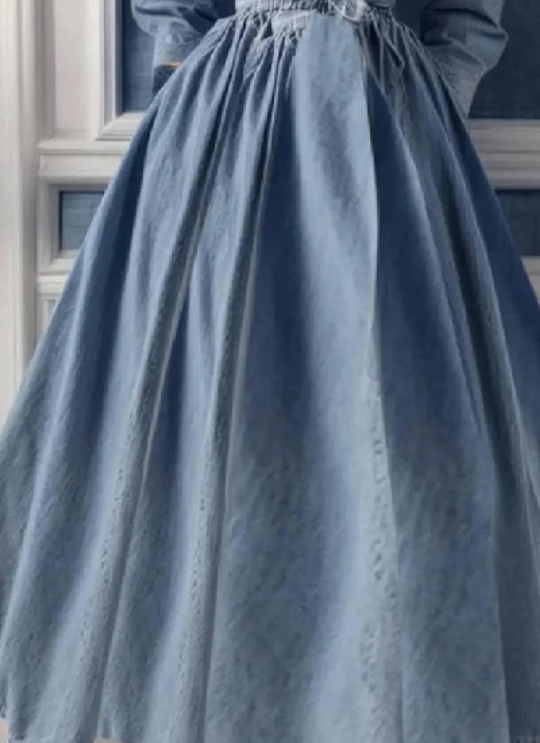 Women's Fresh Denim Long Sleeve Button-Up Maxi Dress 2025 Summer Outfits Formal Collared Wedding Party Long Dress