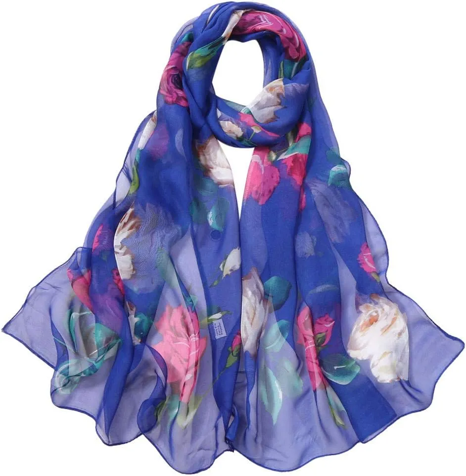 YOLAI Women Roses Print Long Scarves Soft Wrap Shawl Lightweight Fashion Large Shawl Scarves